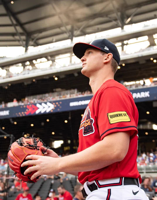 Michael Soroka takes the field at Truist Park.
