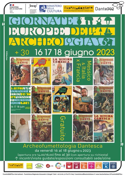 FumettoDANTEca International Biblioteca Internazionale di #Fumetti dedicati a #Dante #Alighieri' - Evento Mostre online Messico/Italia proseguono arqueologiadelcomic.blogspot.com @journees_archeo @MiC_Italia @cykex2099 #Dante702 Sede Via Curiel 51 #Forlì #Italy 
fumettoteca@fanzineitaliane.it - 01 Luglio 2023