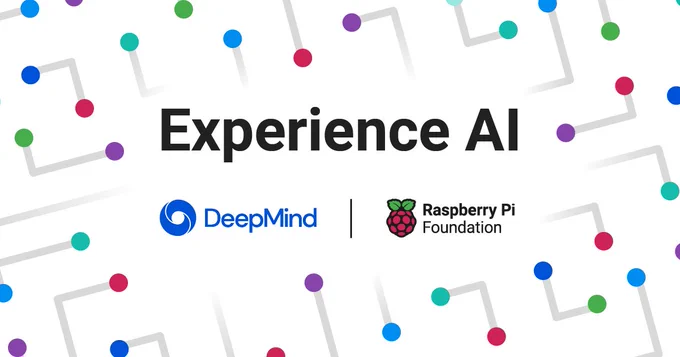 The Experience AI logo, with the logos for DeepMind and the Raspberry Pi Foudnation.
