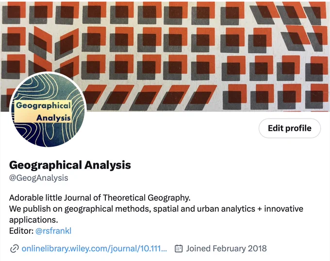 Screenshot of Geographical Analysis Twitter profile details