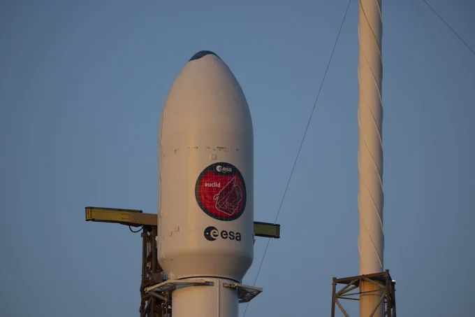 Euclid mission patch on the visible on the rocket fairing.