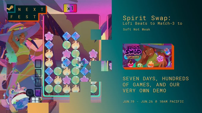 Steam Next Fest promo image for Spirit Swap: Lofi Beats to Match-3 to 