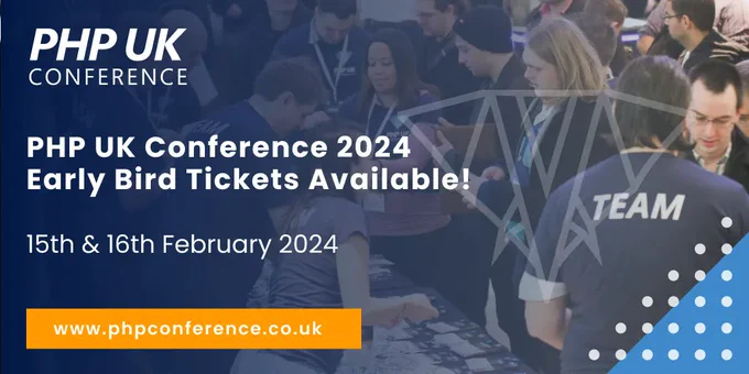 Join 100's of leading php developers at PHP UK Conference 2024 for 2 days of amazing talks, workshops and networking. Grab your early bird tickets whilst you can
