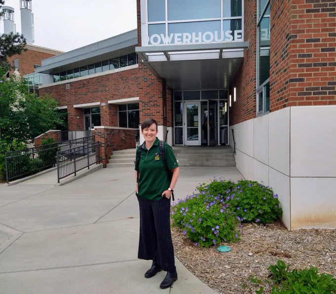Barosh in front of Powerhouse Campus