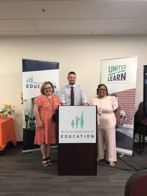 Pictured left to right - Assistant Director, Elly Gilbert; Program Consultant/GoTeachKY Ambassador Program Lead, Justin Edwards; and Director Dr. Veda Stewart