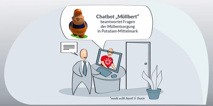 
APM GmbH lässt Chatbot "Müllbert" FAQ der Abfallentsorgung beantworten. Basis ist die Chatbot-Lösung Cobuddy von acceptIT GmbH.