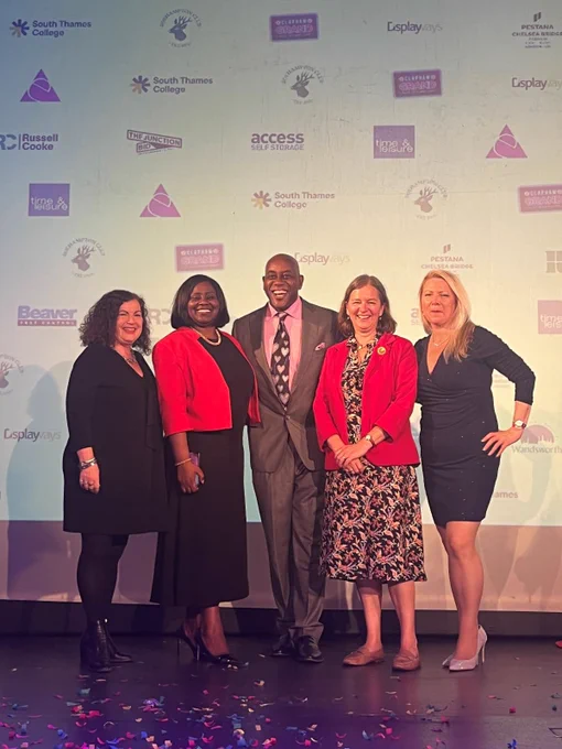 Fleur Anderson MP, Marsha de Cordova MP, Leonie Cooper AM, Ainsley Harriot and Beverley Corson at the Wandsworth Business Awards