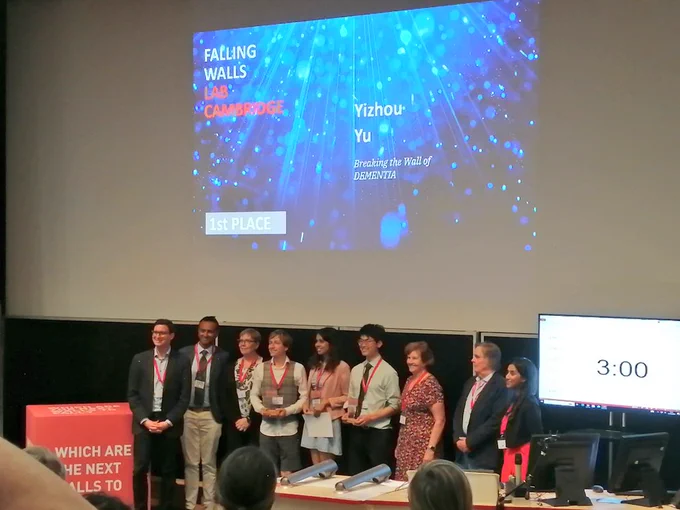 Lecture theatre stage with our winners and jury