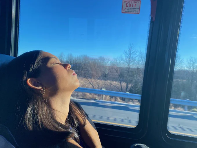 Me sleeping in a White House pool van.