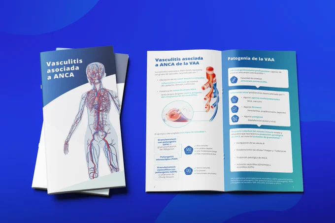 Are you familiar with ANCA-associated vasculitis? We were asked for a comprehensive, easy-to-understand printed guide to help understand and manage the disease, and here's the result. 
The guide includes detailed information on symptoms, diagnosis and treatment, as well as practical tips for living better with the disease - an essential resource for patients and healthcare professionals alike!