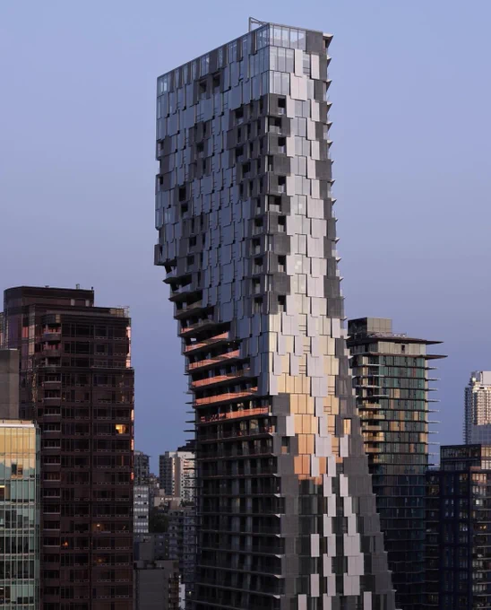 Exterior medium shot of Alberni by Kengo Kuma.