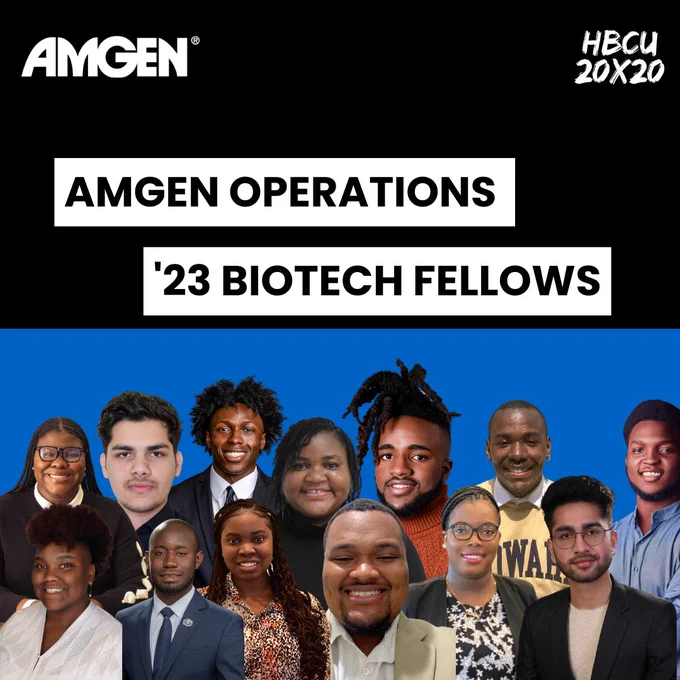 Image is of the 14 Amgen Operations BioTech Fellows for 2023.