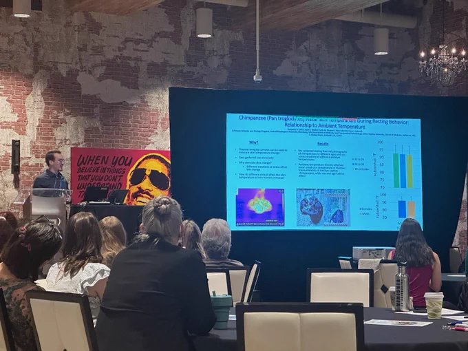 Presenting my data blitz in front of the conference 