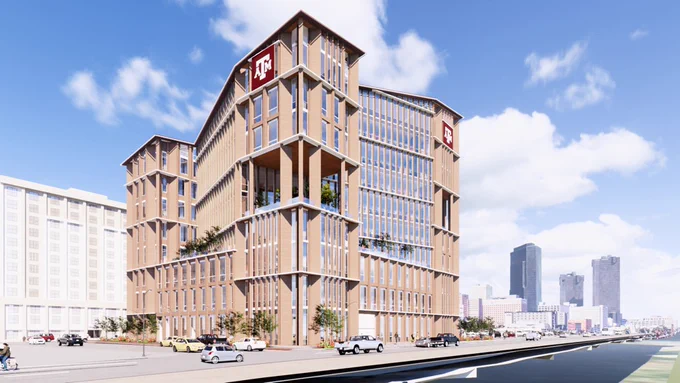 Rendering of the Texas A&M Fort Worth Law and Education Building.