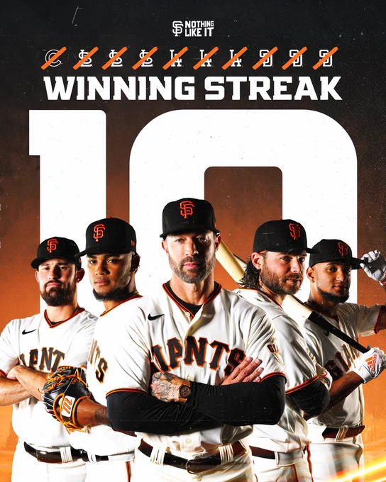 Graphic celebrating the Giants' 10-game win streak