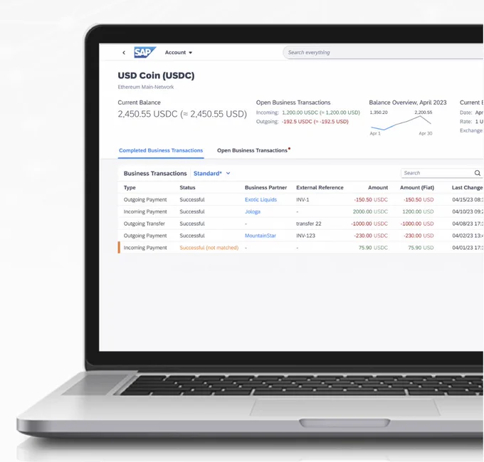 SAP enabling their customers on their platform to send USDC for cross-border payments