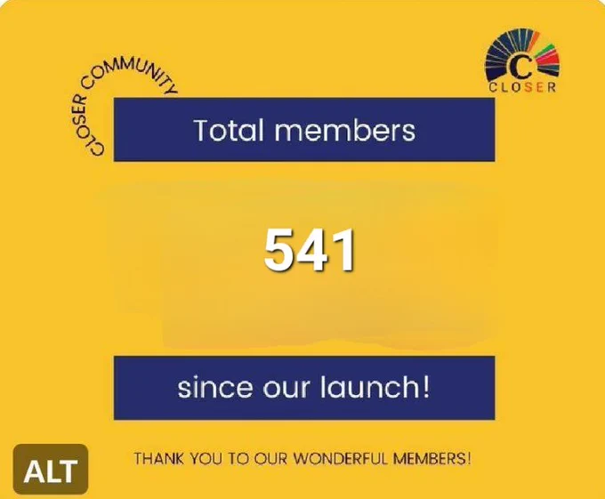 541 members since our launch.

Register on Closer today and be part of our Social Enterprise community 👥️

www.closer.ie

#SocialEnterprise 