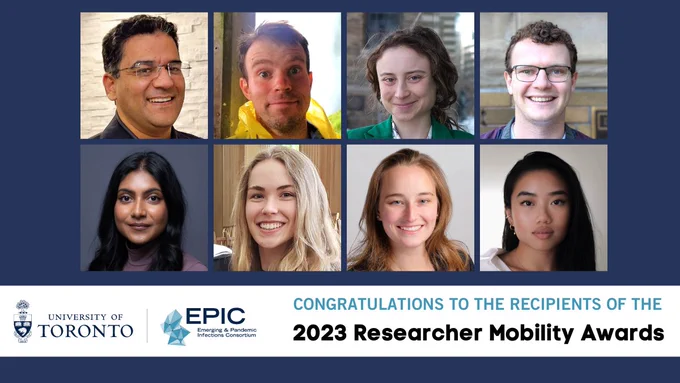 Raja Faisal Abbas, Martin Grunnill, Hannah Kozlowski, John MacPherson, Kuganya Nirmalarajah, Madeleine Oman, Alison Simmons, Jinny Tsang receive the 2023 Researcher Mobility Awards from EPIC.     