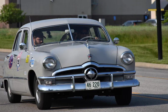 Students from STLCC-Forest Park's auto and diesel technology programs drive their 1950 Ford Custom car.