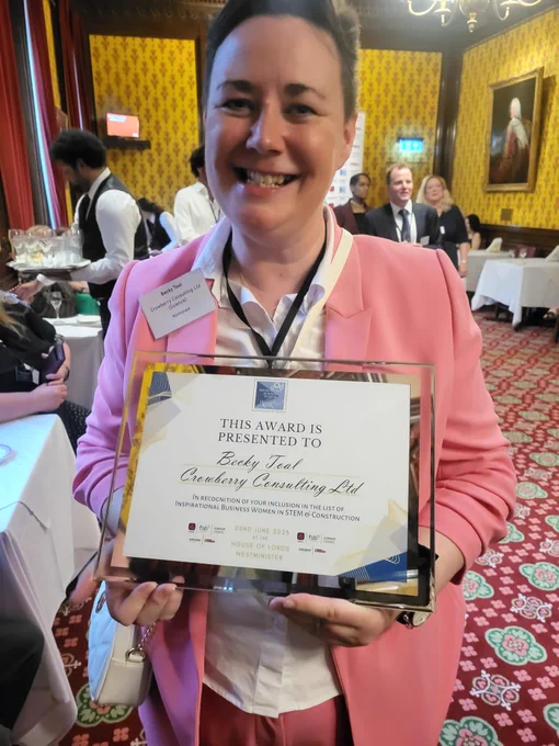 Our MD Becky wins one of 30 inspirational women in STEM tonight at The House of Lords!! Thank you @fsb 