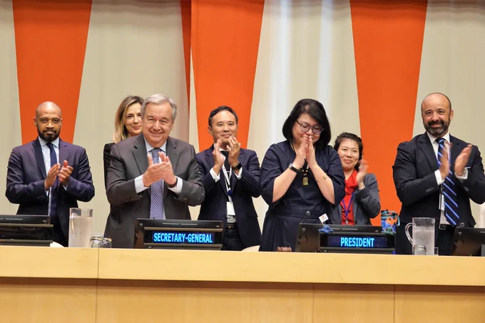 UN Secretary-General António Guterres and IGC Chair Rena Lee