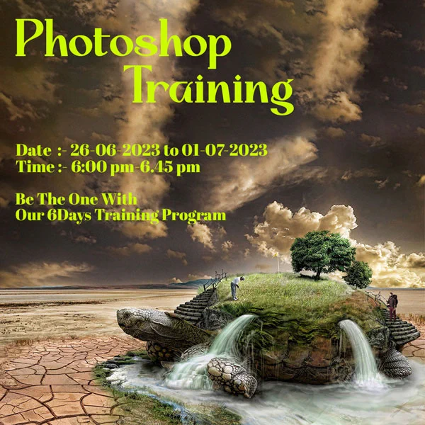 Date:- 26-06-2023 to 01-07-2023 ; 
Time:- 6:00pm-6:45
𝗠𝗼𝗻𝗱𝗮𝘆 𝗧𝗼 𝗦𝗮𝘁𝘂𝗿𝗱𝗮𝘆 𝗗𝗮𝗶𝗹𝘆 𝟰𝟱𝗺𝗶𝗻
What you'll learn
Basics of Adobe Photoshop CC
Start earning by editing Images in Photoshop CC 
Include Adobe Photoshop  to your Resume
Auto Fix brightness, tone and colors
Retouch photographs in minutes with new .
Cutout models images even with fling hair.
Design slides for websites
Edit images for e-commerce catalog photos
Impressive portfolio with your own project from this course.
Photoshop skills to your Facebook, Instagram, YouTube posts
You will be able to cutout portraits with flying hair 