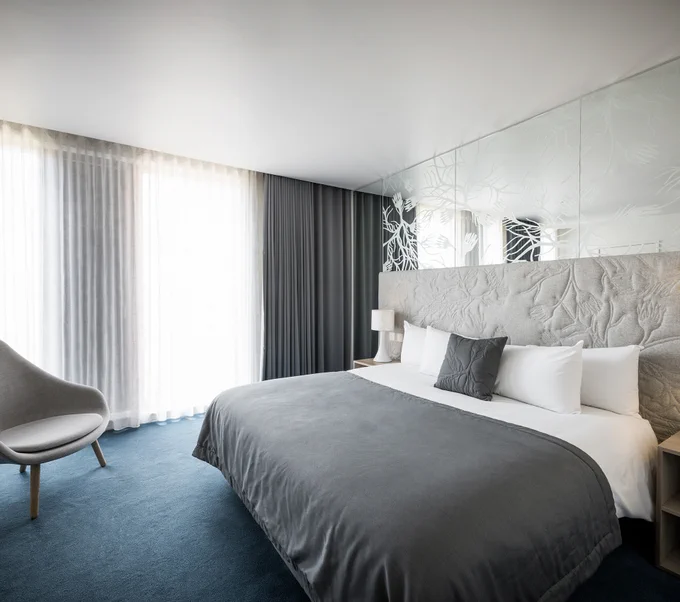 A bedroom located in Hinxton Hall conference centre where delegates at some of EMBL's European Bioinformatics Institute training courses will stay overnight.
