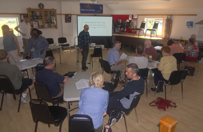 Dr Peter Deeney from University College Cork commences proceedings at the X-ROTOR public dialogue session in Malin Head, Co. Donegal, Ireland
