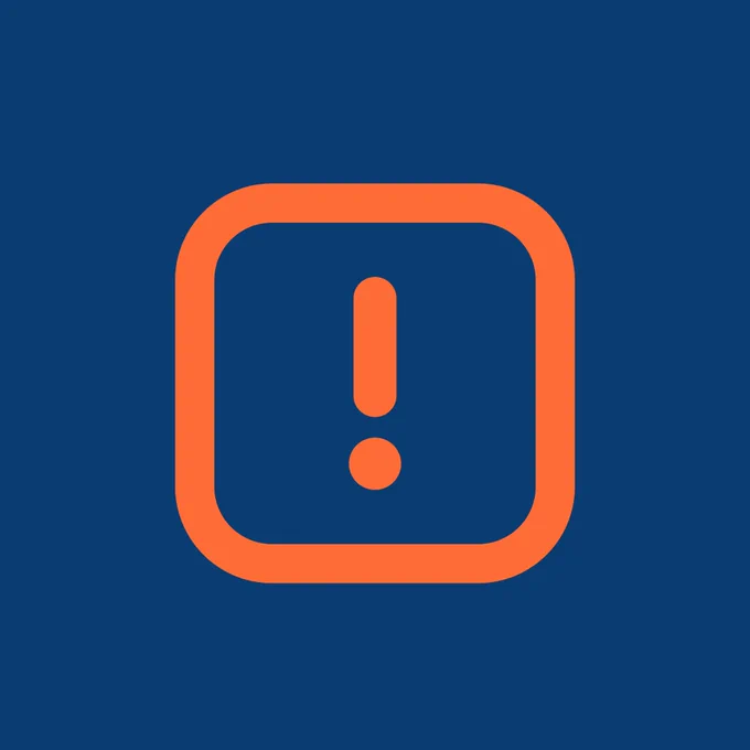 an orange exclamation mark on a navy background