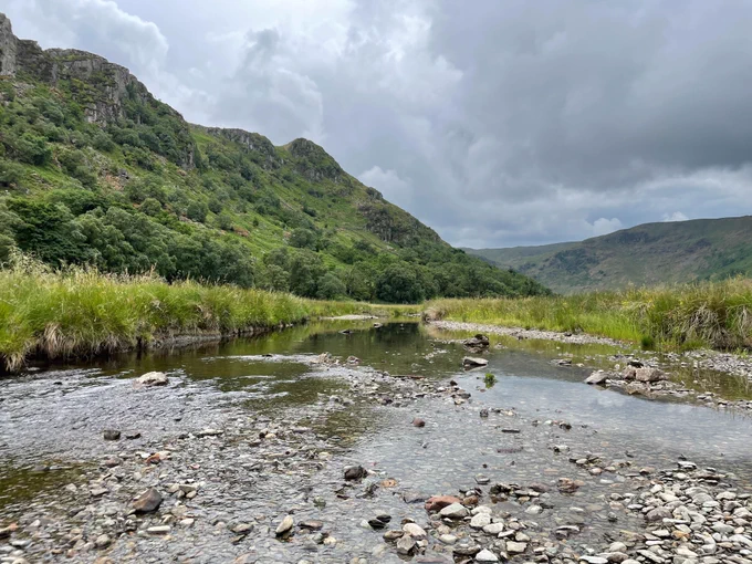 RSPB Haweswater showing natural regeneration and a restored river catchment that helps to prevent flooding, purify water and create habitat.
