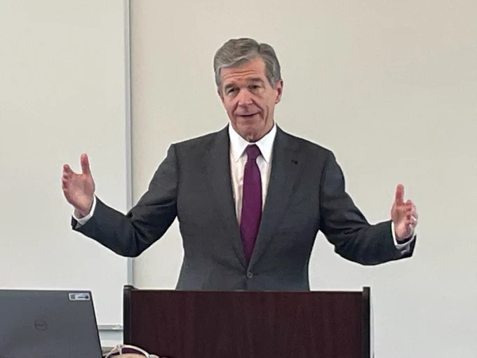 Governor Roy Cooper gives a speech