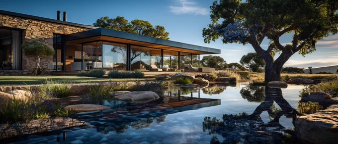 "Vary (Strong)" from a zoomed out image 

professional architectural photography of an addition of a modern full glass pavilion in the fields of Minas gerais --ar 21:9 --s 1000