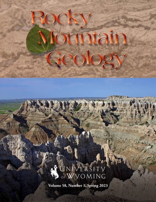 Rocky Mountain Geology cover for Spring 2023 issue 