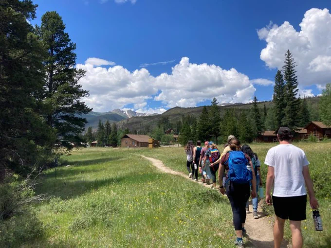 Students hiking at CSU's mountain campus.