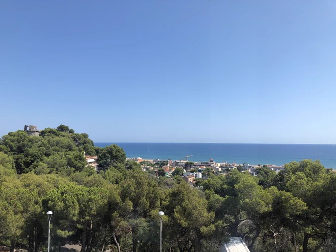 Landscape of view from the Rey Don Jaime Grand Hotel in Castelldefels, Spain.