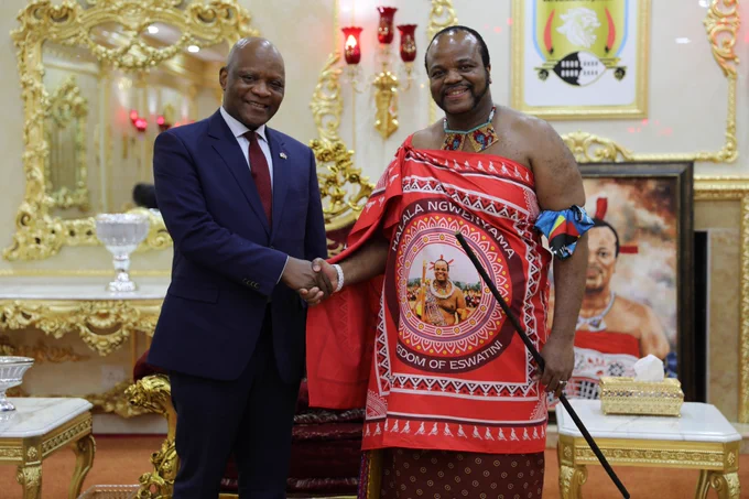 Ambassador Dr. John Nkegnasong and His Majesty King Mswati III 