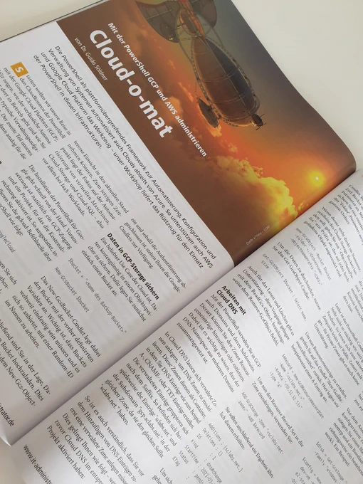 Artikel von Dr. Guido Soeldner im IT Administrator.
Mit der PowerShell GCP und AWS administrieren