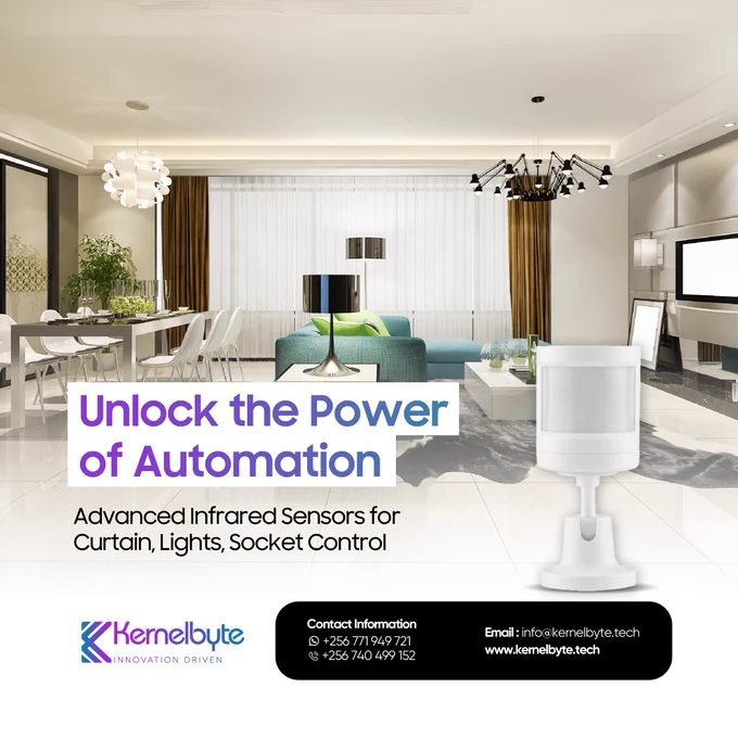 Home with lights, sockets & curtains controlled by motion sensor.