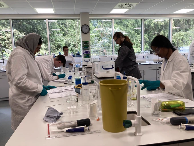 Students conducting lab work