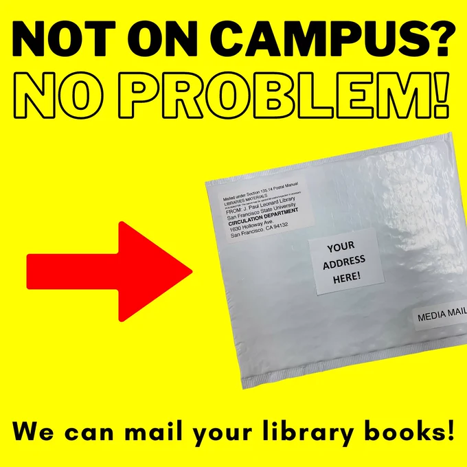 Mailing package and label for library materials to be mailed to you