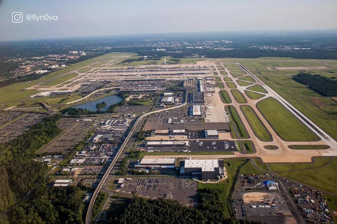 View of Washington Dulles Airport from the air 