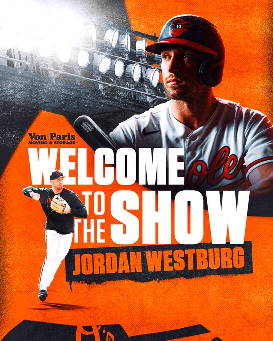 Welcome to The Show | Jordan Westburg

The graphic features two photos of Westburg, one of him getting ready to throw a baseball and another of him looking dramatically off into the distance. 