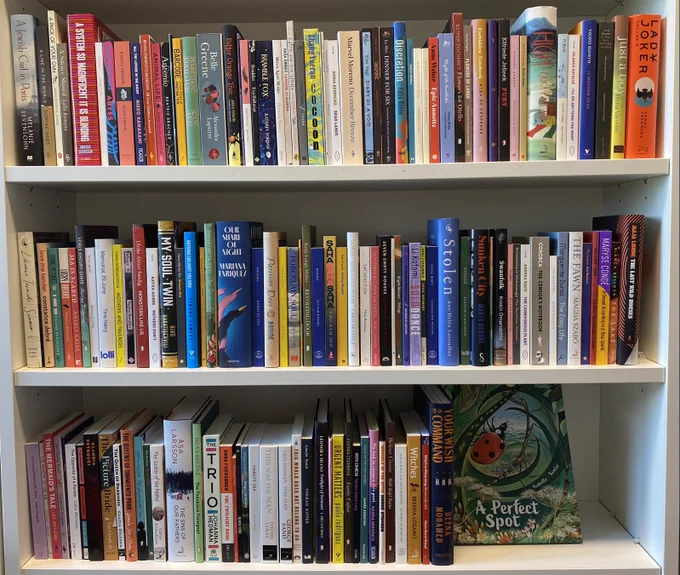 A photograph of copies of the 153 titles submitted to the Warwick Prize for Women in Translation in 2023. 