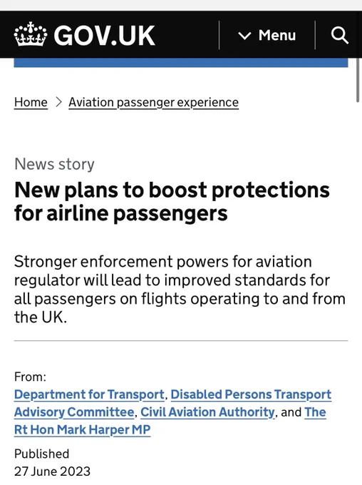 New plans to boost protections for airline passengers stronger in Forssmann. Power of aviation regulator will lead to improve standards for all passengers on flights operating to, and from the UK.