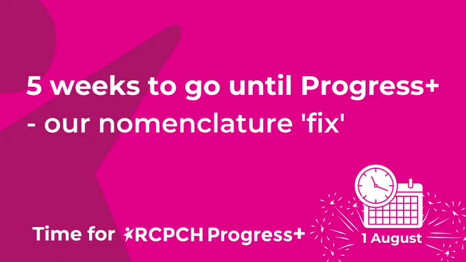  5 weeks to go until Progress  - our nomenclature 'fix' Time for RCPCH Progress 