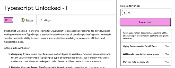 learn typescript, gumroad, ebook, digital product, javascript, coding, web development, typesafe code