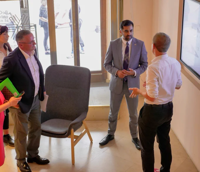 First Minister Humza Yousaf at the BeCentral Entrepreneurial Tech camp in Brussels