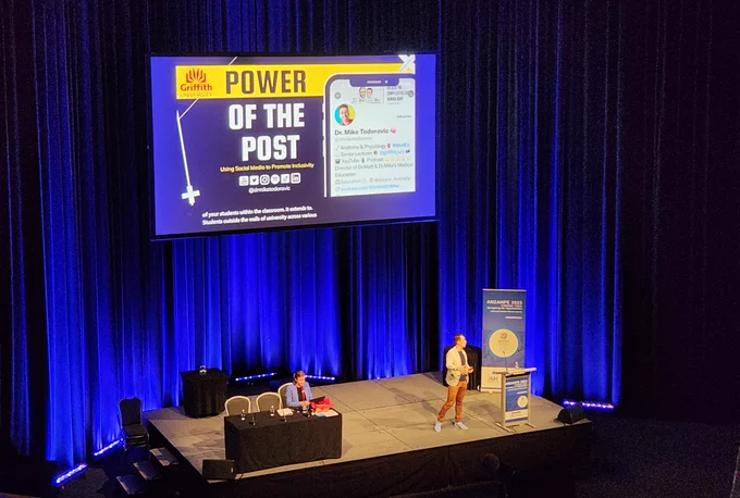 Mike Todorovic opening his keynote, "power of the post" 