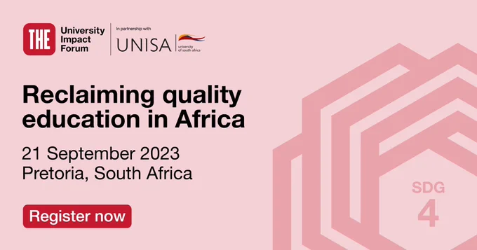 Times Higher Education University Impact Forum: Quality Education social card with the event date, location and theme.