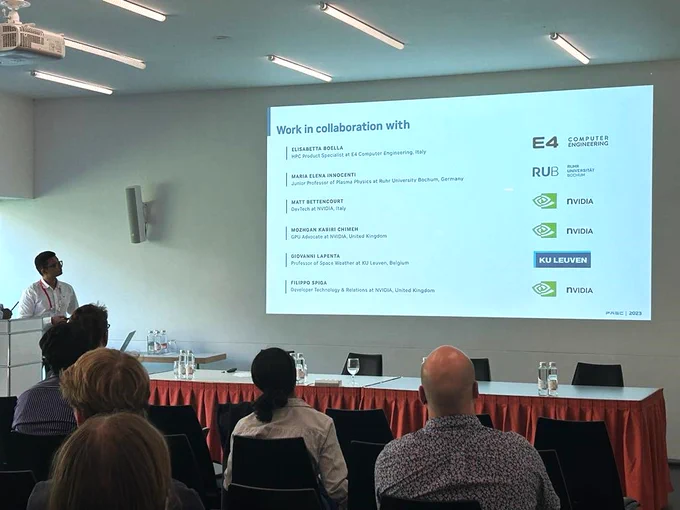 Nitin Shukla, HPC at Cineca, during his presentation at PASC2023. 